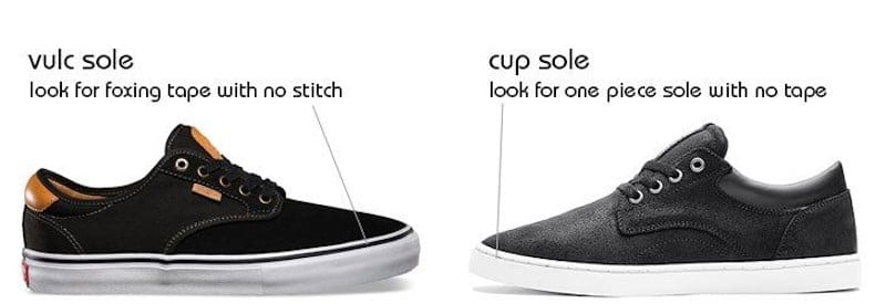 vulcanized vs cupsole skate shoe
